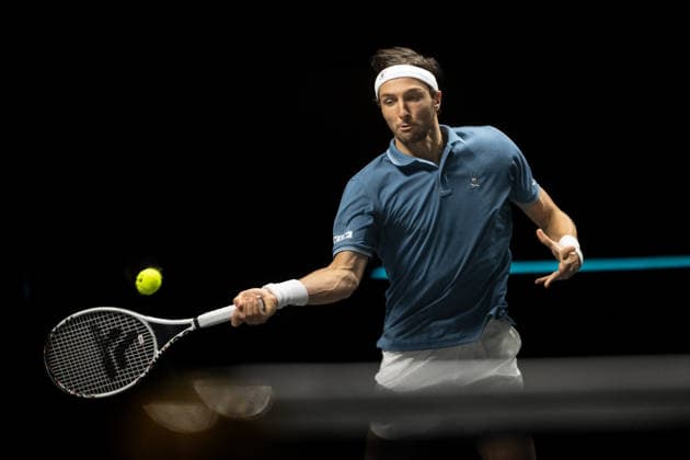 ROTTERDAM, NETHERLANDS - FEBRUARY 11: Arthur Rinderknech of France in action against Stefanos Tsitsipas of Greece on Day 3 of the ABN AMRO Open at Rotterdam Ahoy on February 11, 2026 in Rotterdam, Netherlands. (Photo by Andy Astfalck) Netherlands Copyright: xAndyxAstfalckx