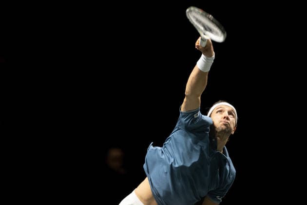 ROTTERDAM, NETHERLANDS - FEBRUARY 11: Arthur Rinderknech of France in action against Stefanos Tsitsipas of Greece on Day 3 of the ABN AMRO Open at Rotterdam Ahoy on February 11, 2026 in Rotterdam, Netherlands. (Photo by Andy Astfalck) Netherlands Copyright: xAndyxAstfalckx