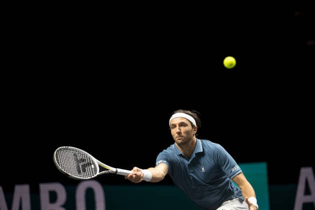 ROTTERDAM, NETHERLANDS - FEBRUARY 11: Arthur Rinderknech of France in action against Stefanos Tsitsipas of Greece on Day 3 of the ABN AMRO Open at Rotterdam Ahoy on February 11, 2026 in Rotterdam, Netherlands. (Photo by Andy Astfalck) Netherlands Copyright: xAndyxAstfalckx