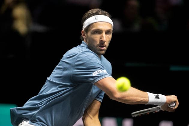 ROTTERDAM, NETHERLANDS - FEBRUARY 11: Arthur Rinderknech of France in action against Stefanos Tsitsipas of Greece on Day 3 of the ABN AMRO Open at Rotterdam Ahoy on February 11, 2026 in Rotterdam, Netherlands. (Photo by Andy Astfalck) Netherlands Copyright: xAndyxAstfalckx