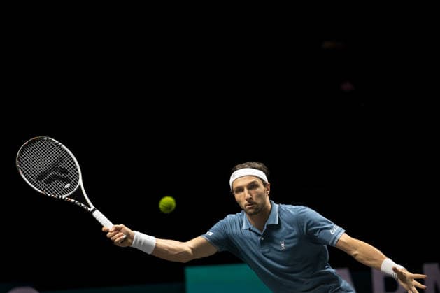 ROTTERDAM, NETHERLANDS - FEBRUARY 11: Arthur Rinderknech of France in action against Stefanos Tsitsipas of Greece on Day 3 of the ABN AMRO Open at Rotterdam Ahoy on February 11, 2026 in Rotterdam, Netherlands. (Photo by Andy Astfalck) Netherlands Copyright: xAndyxAstfalckx