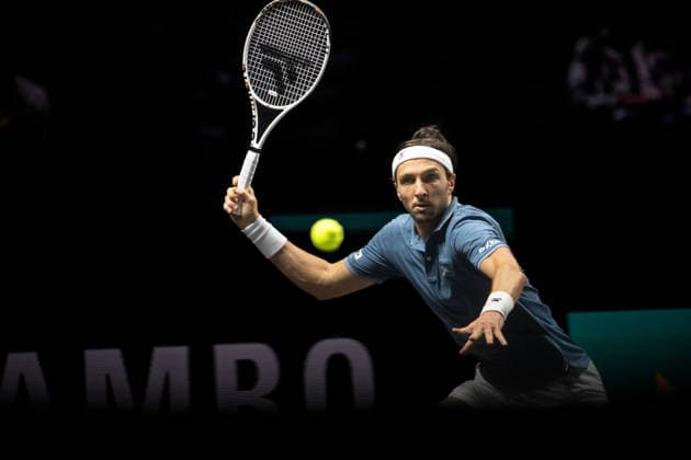 ROTTERDAM, NETHERLANDS - FEBRUARY 11: Arthur Rinderknech of France in action against Stefanos Tsitsipas of Greece on Day 3 of the ABN AMRO Open at Rotterdam Ahoy on February 11, 2026 in Rotterdam, Netherlands. (Photo by Andy Astfalck) Netherlands Copyright: xAndyxAstfalckx