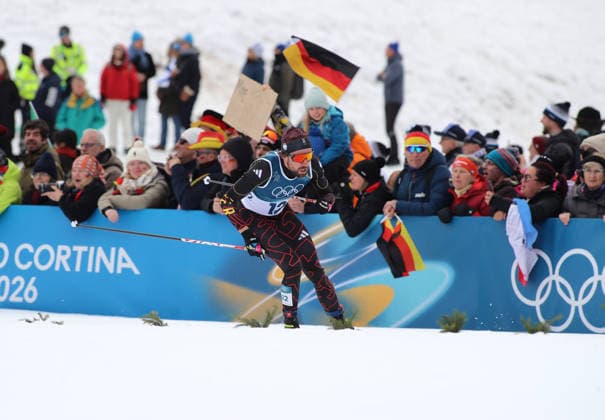 Olympische Winterspiele, Olympia, Nordische Kombination, Individual Gundersen Normal Hill 10km, Langlauf, Val di Fiemme, Tesero RYDZEK Johannes (GER) in der Loipe beim Langlauf *** Olympic Winter Games, Olympic Games, Nordic Combined, Individual Gundersen Normal Hill 10km, cross-country skiing, Val di Fiemme, Tesero RYDZEK Johannes GER in the cross-country skiing track