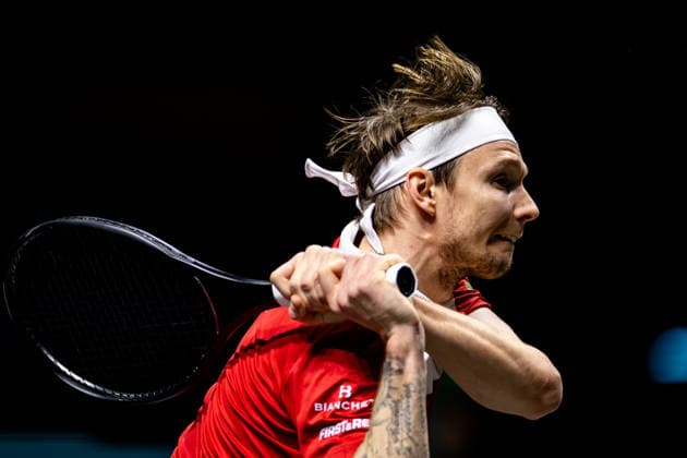 ROTTERDAM, NETHERLANDS - FEBRUARY 11: Alexander Bublik of Kazakhstan plays a backhand in his Men s Singles First Round match against Hubert Hurkacz of Poland during Day Three of the ABN AMRO Open at the Rotterdam Ahoy on February 11, 2026 in Rotterdam, Netherlands. (Photo by Rene Nijhuis) SPO  Copyright: xRenexNijhuis