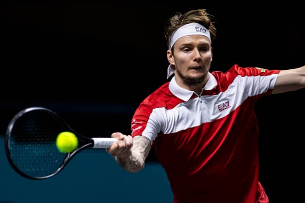 ROTTERDAM, NETHERLANDS - FEBRUARY 11: Alexander Bublik of Kazakhstan plays a forehand in his Men s Singles First Round match against Hubert Hurkacz of Poland during Day Three of the ABN AMRO Open at the Rotterdam Ahoy on February 11, 2026 in Rotterdam, Netherlands. (Photo by Rene Nijhuis) SPO  Copyright: xRenexNijhuis