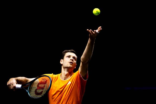 ROTTERDAM, NETHERLANDS - FEBRUARY 11: Hubert Hurkacz of Poland serves in his Men s Singles First Round match against Alexander Bublik of Kazakhstan during Day Three of the ABN AMRO Open at the Rotterdam Ahoy on February 11, 2026 in Rotterdam, Netherlands. (Photo by Rene Nijhuis) SPO  Copyright: xRenexNijhuis