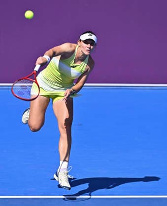 WTA, Tennis Damen Qatar TotalEnergies Open 2026-round of 16 - 11 Feb 2026 Varvara Gracheva of France plays against Maria Sakkari of Greece ( not in view) during the round of 16 match at the WTA Qatar TotalEnergies Open 2026 tennis tournament at the Khalifa International Tennis Complex. Maria Sakkari won against Varvara Gracheva 6-7,6-0.?? Doha Qatar Copyright: xNoushadxVariyattiyakkalx xSOPAxImagesx NVRITYAKAL1-002