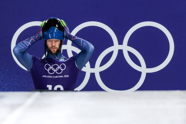 OLYMPICS - Winter Olympic Games, Olympische Spiele, Olympia, OS Milano Cortina 2026 CORTINA D AMPEZZO,ITALY,11.FEB.26 - OLYMPICS, SKELETON - Winter Olympic Games Milano Cortina 2026, men, training. Image shows Marcus Wyatt (GBR).  GEPAxpictures xMaticxKlansek