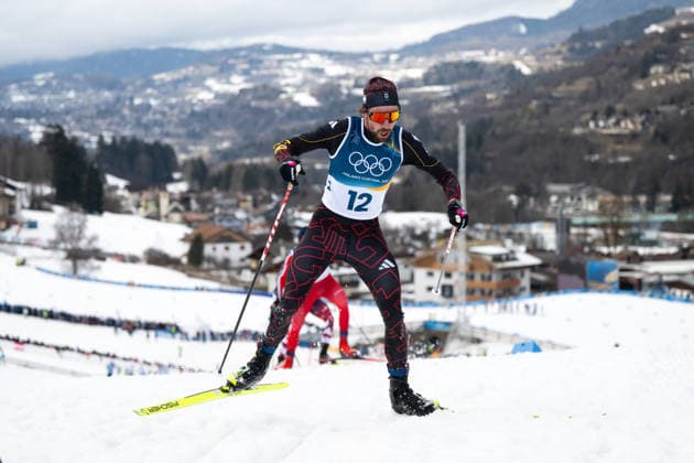 RYDZEK Johannes (Deutschland), ITA, Olympische Spiele Milano Cortina 2026, Olympia, Nordische Kombination 10 km Gundersen, Langlauf, 11.02.2026 ITA, Olympische Spiele Milano Cortina 2026, Olympia, Nordische Kombination 10 km Gundersen, 11.02.2026 Tesero *** RYDZEK Johannes Germany , ITA, Olympic Games Milano Cortina 2026, Olympic Games, Nordic Combined 10 km Gundersen, Cross-Country Skiing, 11 02 2026 ITA, Olympic Games Milano Cortina 2026, Olympic Games, Nordic Combined 10 km Gundersen, 11 02 2026 Tesero Copyright: xEibner-Pressefoto Memmlerx EP_MMR