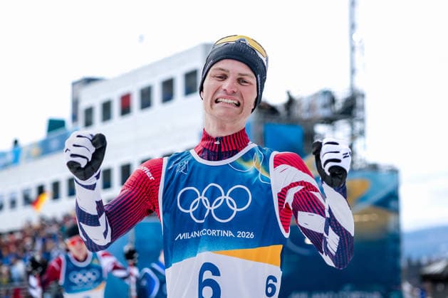 OLYMPICS - Winter Olympic Games, Olympische Spiele, Olympia, OS Milano Cortina 2026 TESERO,ITALY,11.FEB.26 - OLYMPICS, NORDIC SKIING, NORDIC COMBINED, CROSS COUNTRY - Winter Olympic Games Milano Cortina 2026, 10km Gundersen, men. Image shows the rejoicing of Johannes Lamparter (AUT).  GEPAxpictures xMatthiasxTrinkl