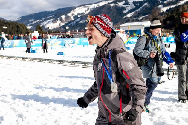 OLYMPICS - Winter Olympic Games, Olympische Spiele, Olympia, OS Milano Cortina 2026 TESERO,ITALY,11.FEB.26 - OLYMPICS, NORDIC SKIING, NORDIC COMBINED - Winter Olympic Games Milano Cortina 2026, normal hill, 10km Gundersen, men, medal ceremony. Image shows Johannes Lamparter (AUT).  GEPAxpictures xMatthiasxTrinkl