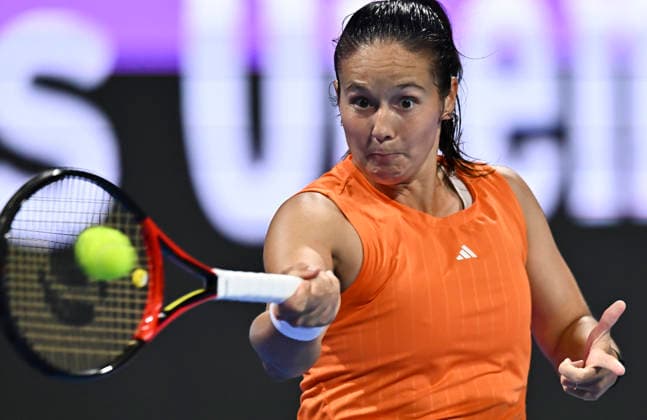 WTA, Tennis Damen QATAR TOTALENERGIES OPEN 2026-ROUND OF 16 Daria Kasatkina of Australia competes in her round of 16 match against Iga Swiatek of Poland during the WTA Qatar TotalEnergies Open 2026 tennis tournament at the Khalifa International Tennis Complex in Doha, Qatar, on February 11, 2026. ¨ ¨¨ DOHA Qatar Copyright: xNOUSHADx