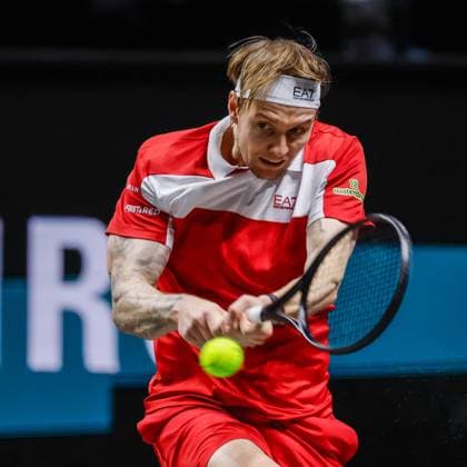 Alexander Bublik in action against Hubert Hurckacz ABN AMRO Open, Day Three, ABN AMRO Open, Rotterdam Ahoy, February 11, 2026, Rotterdam, Netherlands.