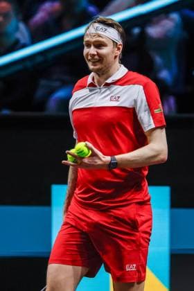 Alexander Bublik in action against Hubert Hurckacz ABN AMRO Open, Day Three, ABN AMRO Open, Rotterdam Ahoy, February 11, 2026, Rotterdam, Netherlands.