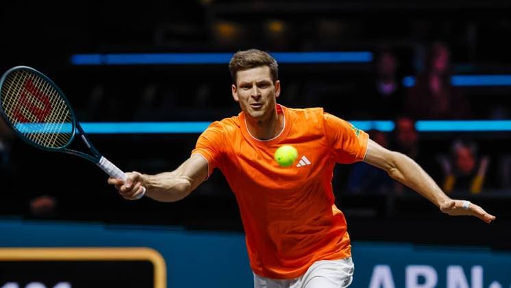 Hubert Hurckacz in action against Alexander Bublik ABN AMRO Open, Day Three, ABN AMRO Open, Rotterdam Ahoy, February 11, 2026, Rotterdam, Netherlands.