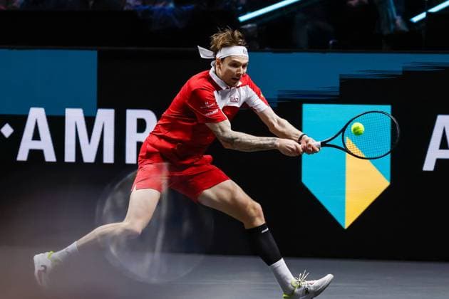 Alexander Bublik in action against Hubert Hurckacz ABN AMRO Open, Day Three, ABN AMRO Open, Rotterdam Ahoy, February 11, 2026, Rotterdam, Netherlands.
