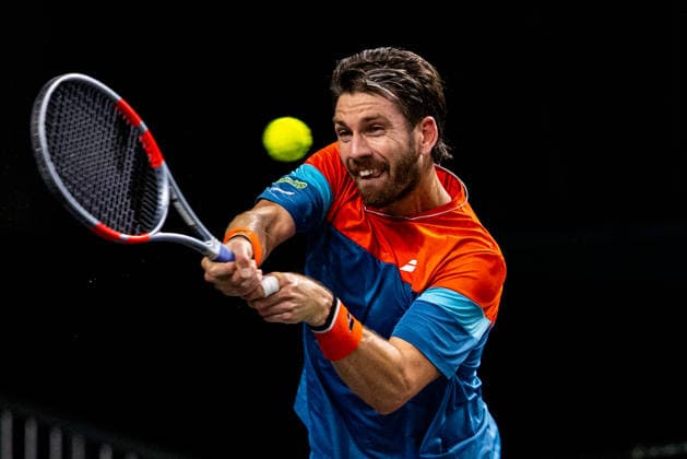 ROTTERDAM, NETHERLANDS - FEBRUARY 11: Cameron Norrie of Great Britain plays a backhand in his Men s Singles Second Round match against Christopher O Connell of Australia during Day Three of the ABN AMRO Open at the Rotterdam Ahoy on February 11, 2026 in Rotterdam, Netherlands. (Photo by Rene Nijhuis) SPO  Copyright: xRenexNijhuis