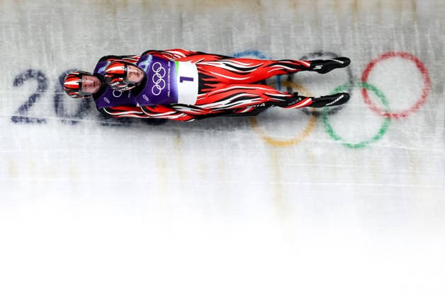 OLYMPICS - Winter Olympic Games, Olympische Spiele, Olympia, OS Milano Cortina 2026 CORTINA D AMPEZZO,ITALY,11.FEB.26 - OLYMPICS, LUGE - Winter Olympic Games Milano Cortina 2026, men, doubles. Image shows Thomas Steu and Wolfgang Kindl (AUT).  GEPAxpictures xMaticxKlansek