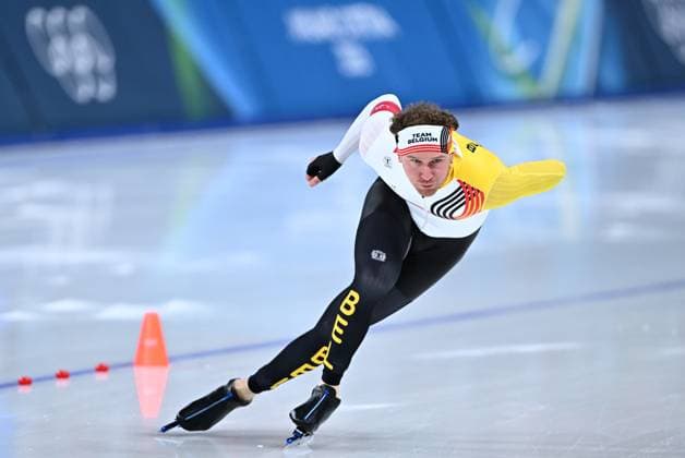 Belgian speed skater Mathias Voste and pictured in action during the Men 1000m final in the Short Track Speed skating, Eisschnelllauf competition at the Milano Cortina 2026 Olympic Winter games, Winterspiele,Spiele, Summer games on Wednesday 11 February 2026 in Milan, Italy. The XXV Winter Olympics take place from 6 to 22 February 2026 in Italy. JASPERxJACOBS  x162683135x