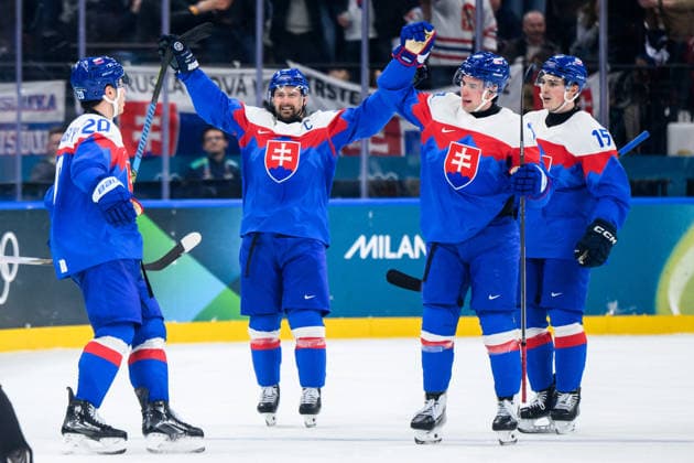 260211 Juraj Slafkovsky, Tomas Tatar, Simon Nemec and Dalibor Dvorsky of Slovakia celebrate after 3-1 in the men s Ice hockey, Eishockey game between Slovakia and Finland during day 5 of the 2026 Winter Olympics on February 11, 2026 in Milan. Photo: Carl Sandin BILDBYRAN kod CS CS0869 ishockey ice hockey Olympic Games, Olympische Spiele, Olympia, OS olympics winter olympics os ol olympiska spel vinter-os olympiske leker milano cortina 2026 milan cortina 2026 milano cortina 2026 olympic games milano cortina 2026 winter olympic games milano cortina-os milano cortina-ol vinter-ol 5 bbeng slovakia slovakien finland jubel *** 260211 Juraj Slafkovsky, Tomas Tatar, Simon Nemec and Dalibor Dvorsky of Slovakia celebrate after 3 1 in the men s ice hockey game between Slovakia and Finland during day 5 of the 2026 Winter Olympics on February 11, 2026 in Milan Photo Carl Sandin BILDBYRAN code CS CS0869 ice hockey ice hockey olympic games olympics winter olympics os ol olympic games winter os olympic games milano cortina 2026 milan cortina 2026 milano cortina 2026 olympic games milano cortina 2026 winter olympic games milano cortina os milano cortina ol winter ol 5 bbeng slovakia slovakia finland jubilation  Copyright: CARLxSANDIN BB260211CS098