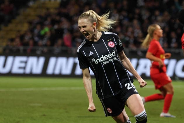 FBL UEFA Women™s Europa Cup 2025 26 Eintracht Frankfurt Nordsjaelland Rebecka Blomqvist Eintracht Frankfurt scores the goal to 2 0, celebrate during the Women™s Europa Cup match between Eintracht Frankfurt and Nordsaelland at Stadion am Brentanobad in Frankfurt am Main, Germany, February 11, 2026 Copyright: JoaquimxFerreira