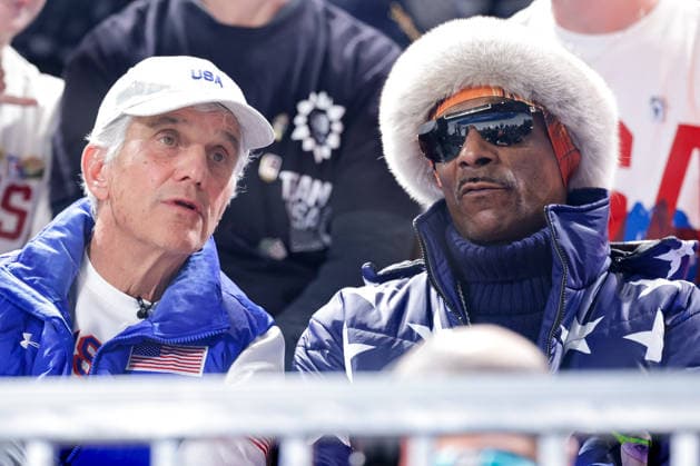 2026-02-11 Speed skating, Eisschnelllauf - Milano Cortina 2026 Winter Olympics - Day 5 MILAN, ITALY - FEBRUARY 11: Snoop Dogg is seen in the stands while athletes are in a training session during Day 5 of Speed Skating - Milano Cortina 2026 Winter Olympics at Milano Speed Skating Stadium on February 11, 2026 in Milan, Italy. (Photo by Joris Verwijst BSR Agency) Milan Italy Content not available for redistribution in The Netherlands directly or indirectly through any third parties. Copyright: xBSRxAgencyx