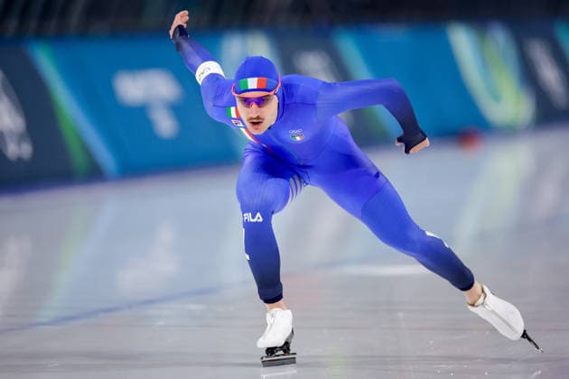 2026-02-11 Speed skating, Eisschnelllauf - Milano Cortina 2026 Winter Olympics - Day 5 MILAN, ITALY - FEBRUARY 11: Francesco Betti of Italy in a training session during Day 5 of Speed Skating - Milano Cortina 2026 Winter Olympics at Milano Speed Skating Stadium on February 11, 2026 in Milan, Italy. (Photo by Joris Verwijst BSR Agency) Milan Italy Content not available for redistribution in The Netherlands directly or indirectly through any third parties. Copyright: xBSRxAgencyx