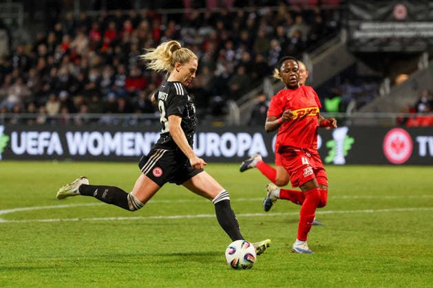 FBL UEFA Women™s Europa Cup 2025 26 Eintracht Frankfurt Nordsjaelland during the Women™s Europa Cup match between Eintracht Frankfurt and Nordsaelland at Stadion am Brentanobad in Frankfurt am Main, Germany, February 11, 2026 Copyright: JoaquimxFerreira