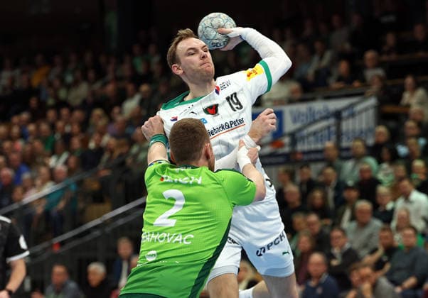11 02 2026, xovx, Handball Daikin Handball Bundesliga, HSG Wetzlar Füchse Berlin v l Nikola Grahovac HSG Wetzlar , Mathias Gidsel Füchse Berlin Wetzlar Buderus Arena Hessen Germany EN