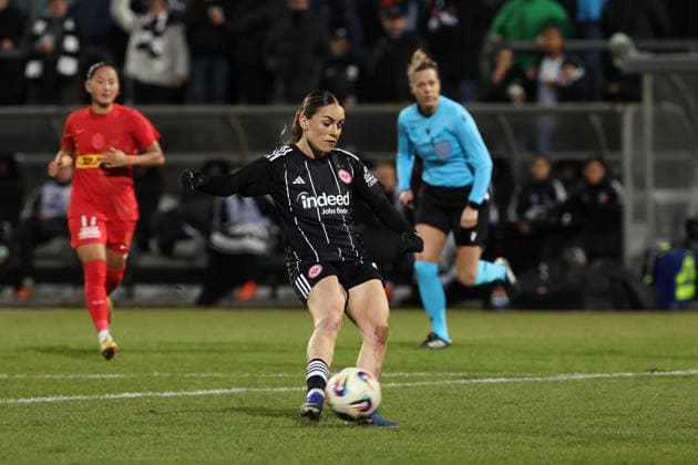 FBL UEFA Women™s Europa Cup 2025 26 Eintracht Frankfurt Nordsjaelland Ereleta Memeti Eintracht Frankfurt scores the goal to 3 0 during the Women™s Europa Cup match between Eintracht Frankfurt and Nordsaelland at Stadion am Brentanobad in Frankfurt am Main, Germany, February 11, 2026 Copyright: JoaquimxFerreira