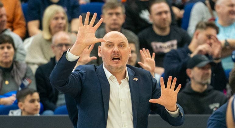 11 2 2026, Basketball, Men, FIBA Europe Cup, Season 2025 26, 2 Group stage, Group K, Matchday 6, Rostock Seawolves UCAM Murcia, Coach PrzemysÅaw Frasunkiewicz Rostock Seawolves Rostock Stadthalle Mecklenburg-Vorpommern Germany