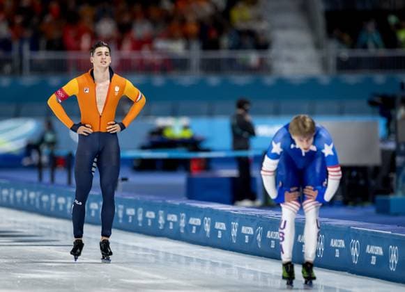 MILAN - Jenning de Boo and Jordan Stolz of the United States during the 1,000 meters of long track Speed skating, Eisschnelllauf at the Milan Speed Skating Stadium at the Milan Winter Olympics. SEM VAN DER WAL ANP xVIxANPxSportx xxANPxIVx 550370678 originalFilename: 550370678.jpg
