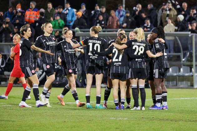 11 02 2026, xgrfx, Football UEFA Women s Europa Cup 1 4 Final, Eintracht Frankfurt FC Nordsjaelland v l Tor, Ereleta Memeti Eintracht Frankfurt DFL DFB REGULATIONS PROHIBIT ANY USE OF PHOTOGRAPHS as IMAGE SEQUENCES and or QUASI VIDEO Stadion am Brentanobad