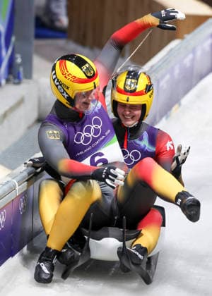OLYMPICS - Winter Olympic Games, Olympische Spiele, Olympia, OS Milano Cortina 2026 CORTINA D AMPEZZO,ITALY,11.FEB.26 - OLYMPICS, LUGE - Winter Olympic Games Milano Cortina 2026, women, doubles. Image shows Dajana Eitberger and Magdalena Matschina (GER).  GEPAxpictures xMaticxKlansek