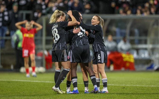 GER, Frankfurt, Eintracht Frankfurt vs FC Nordsjaelland, European Cup, Football, UEFA, 2024 2026 season, Stadion am Brentanobad, quarter-final, first leg in the picture Nicole Anyomi Eintracht Frankfurt Women 19 , goal, jubilation and joy, emotions, Lisanne Gräwe Eintracht Frankfurt Women 8 , 1 0 DFB DFL REGULATIONS PROHIBIT ANY USE OF PHOTOGRAPHS AS IMAGE SEQUENCES AND OR QUASI VIDEO, 11 02 2026 Copyright: HMBxMedia HendrikxHamelau
