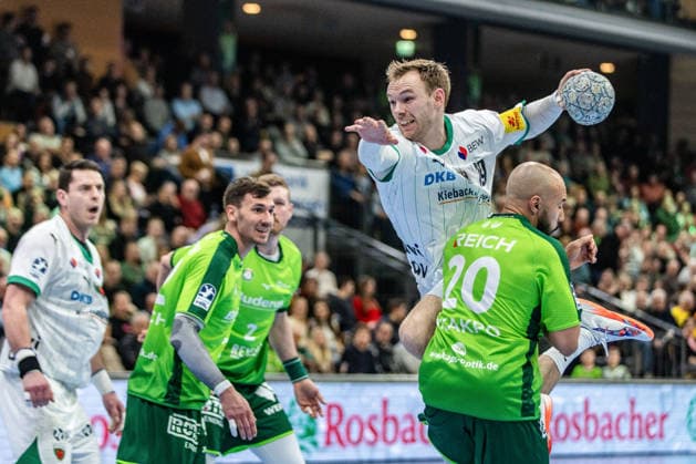 Mathias Gidsel Fuechse Berlin, 19 on one of his goals from Jona Schoch HSG Wetzlar, 22 unstoppable GER, HSG Wetzlar vs Fuechse Berlin, Handball, 1 Bundesliga Men, Matchday 20, Season 2025 2026, 11 02 2026 GER, HSG Wetzlar vs Fuechse Berlin, Handball, 1 Bundesliga Men, Matchday 20, Season 2025 2026, 11 02 2026 Wetzlar Copyright: xEibner-Pressefoto GerhardxWingenx EP_GWR