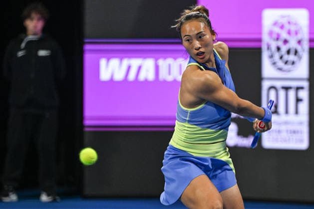 Qatar TotalEnergies Open 2026 - Day Four DOHA, QATAR FEBRUARY 11: Qinwen Zheng of China in action against Elena Rybakina of Kazakhstan in the Round of 16 on Day Four of the Qatar TotalEnergies Open, part of the Hologic WTA, Tennis Damen Tour, at the Khalifa International Tennis and Squash Complex on February 11, 2026 in Doha, Qatar. Doha Qatar  Copyright: xArturxWidakx originalFilename:widak-qatartot260211_npNcJ.jpg