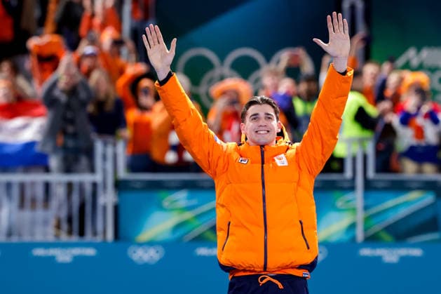 2026-02-11 Speed skating, Eisschnelllauf - Milano Cortina 2026 Winter Olympics - Day 5 MILAN, ITALY - FEBRUARY 11: Jenning de Boo of the Netherlands during the podium ceremony after in a training session during Day 5 of Speed Skating - Milano Cortina 2026 Winter Olympics at Milano Speed Skating Stadium on February 11, 2026 in Milan, Italy. (Photo by Joris Verwijst BSR Agency) Milan Italy Content not available for redistribution in The Netherlands directly or indirectly through any third parties. Copyright: xBSRxAgencyx