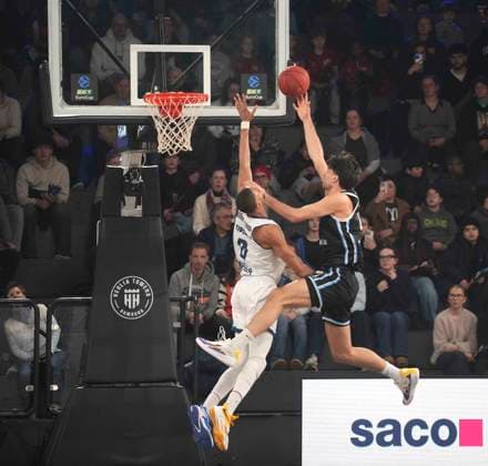 Photo Benedikt TURUDIC Towers throws against Kaodirichi AKOBUNDU Manresa Basketball Euroliga Eurocup on Wed 11 02 2026 Towers Hamburg Baxi Manresa