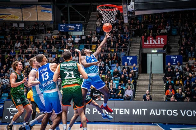 11 02 2026, xhfmx, Basketball easyCredit BBL Bundesliga, Frankfurt Skyliners VET CONCEPT Gladiators Trier Nahiem Alleyne Skyliners Frankfurt DFL DFB REGULATIONS PROHIBIT ANY USE OF PHOTOGRAPHS as IMAGE SEQUENCES and or QUASI VIDEO Frankfurt am Main