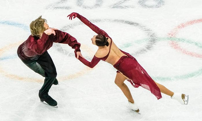 Diana Davis and Gleb Smolkin of Georgia compete during the Ice Dance - Free Dance competition at the Milano Ice Skating Arena in Milan, Italy, on Wednesday, February 11, 2026.  OLY20260211411 RICHARDxELLIS