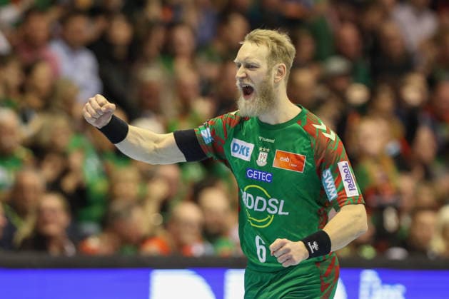 11 02 2026, xtgx, Handball, Daikin HBL, SC Magdeburg TBV Lemgo v l Matthias Musche Magdeburg, 6 Jubel, Torjubel, jubelt ubelt ueber das Tor, celebrate the goal, celebration Magdeburg