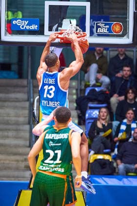 Dunk, Dunking Jaedon Le Dee Frankfurt Skyliners, 13 GER, Skyliners Frankfurt vs Gladiators Trier, Basketball, 19 Matchday, EasyCredit Bundesliga, Season 2025 2026, 11 02 2026 GER, Skyliners Frankfurt vs Gladiators Trier, Basketball, 19 Matchday, EasyCredit Bundesliga, Season 2025 2026, 11 02 2026 Frankfurt Main Copyright: xEibner-Pressefoto GeraldxOelze-dexStoppanyx EP_ODS