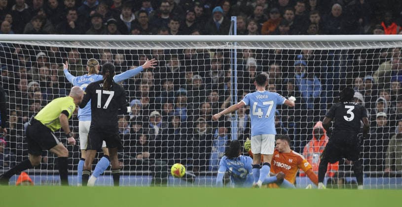 Manchester City v Fulham , FA Premier League 11.02.26 Manchester City v Fulham , FA Premier League Bradley Ormesher The Times Antoine Semenyo of Manchester City scores and celebrates scoring his teams opening goal of the match 1-0  Copyright: xBradleyxOrmesherx NINTCHDBPICT001058255050