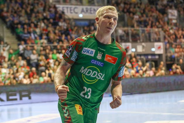 11 02 2026, xtgx, Handball, Daikin HBL, SC Magdeburg TBV Lemgo v l Magnus Saugstrup Magdeburg, 23 Jubel, Torjubel, jubelt ueber das Tor, celebrate the goal, celebration Magdeburg
