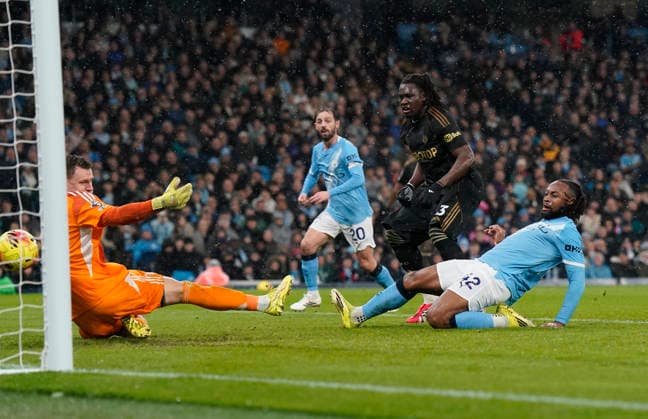 Manchester, England, 11th February 2026. Antoine Semenyo of Manchester City scores the opening goal during the Manchester City vs Fulham Premier League match at the Etihad Stadium, Manchester. Picture credit should read: Andrew Yates Sportimage EDITORIAL USE ONLY. No use with unauthorised audio, video, data, fixture lists, club league logos or live services. Online in-match use limited to 120 images, no video emulation. No use in betting, games or single club league player publications. SPI_020_AY_MAN_CITY_FULHAM SPI-4519-0020