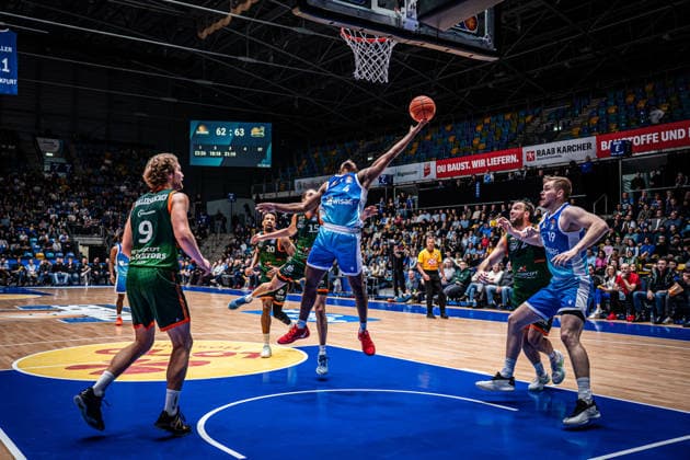 11 02 2026, xhfmx, Basketball easyCredit BBL Bundesliga, Frankfurt Skyliners VET CONCEPT Gladiators Trier Nahiem Alleyne Skyliners Frankfurt DFL DFB REGULATIONS PROHIBIT ANY USE OF PHOTOGRAPHS as IMAGE SEQUENCES and or QUASI VIDEO Frankfurt am Main