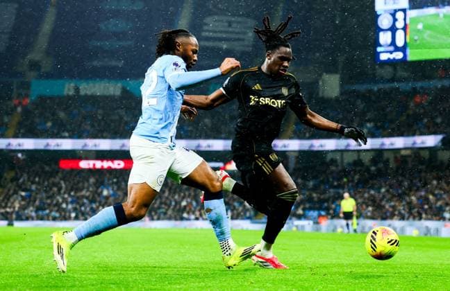 Antoine Semenyo of Manchester City & Calvin Bassey of Fulham Manchester City v Fulham, Premier League, Football, Etihad Stadium, Manchester, UK - 11 Feb 2026Manchester Etihad Stadium United Kingdom EDITORIAL USE ONLY No use with unauthorised audio, video, data, fixture lists, club league logos or live services. Online in-match use limited to 120 images, no video emulation. No use in betting, games or single club league player publications. Copyright: xPaulxCurrie Shutterstockx 16540352fu