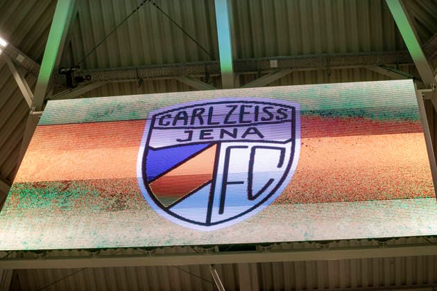 Google Pixel Womens Bundesliga FC Carl Zeiss Jena vs FC Bayern Munich Jena 11 02 2026 FC Carl Zeiss Jena logo on the scoreboard Google Pixel Womens Bundesliga FC Carl Zeiss Jena vs FC Bayern Munich ad hoc arena at Ernst Abbe Sportfeld 11 02 2026 DFB REGULATIONS PROHIBIT ANY USE OF PHOTOGRAPHS AS IMAGE SEQUENCES AND OR QUASI VIDEO Copyright: xBEAUTIFULxSPORTS Duehringx