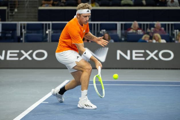 February 11, 2026, Frisco, Texas, USA: ALEJANDRO DAVIDOVICH FOKINA (ESP) hits the ball during a menÃ¢â‚¬â ¢s singles match at 2026 Nexo Dallas Open at The Ford Center at The Star in Frisco, Texas.Alejandro Davidovich Fokina defeated Alex Michelson 6:4, 6:4. Frisco USA - ZUMAh193 20260211_zsp_h193_076 Copyright: xDanielxMcGregor-Huyerx